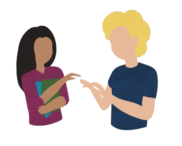 Stilistische Grafik von zwei Menschen im Gespräch